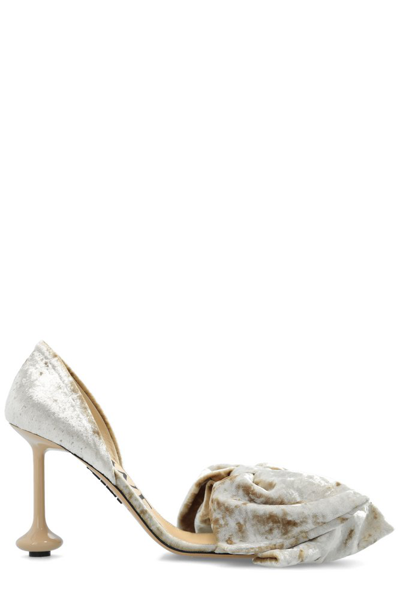 Loewe Toy Bow-detailed Crushed-velvet Sandals In Neutrals