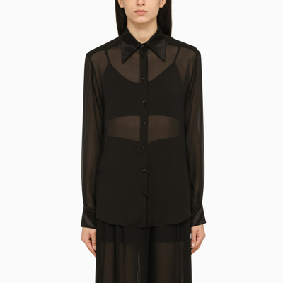 Dolce & Gabbana Semi-sheer Mesh Shirt In Black