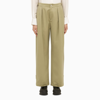 Burberry Petite Box-pleat Cotton Trousers In Green