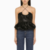 Rotate Birger Christensen Rotate Halterneck Sequin Top In Black