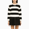 VALENTINO VALENTINO | IVORY/BLACK STRIPED CREW-NECK JUMPER