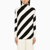 Valentino Diagonal Stripe Virgin Wool Turtleneck Sweater In White