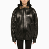 THE MANNEI THE MANNEI | BLACK LEATHER BOMBER JACKET