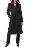 Bernardo Belted Wool Blend Longline Coat In Dark Heather