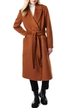 Bernardo Belted Wool Blend Longline Coat In Pumpkin Spice