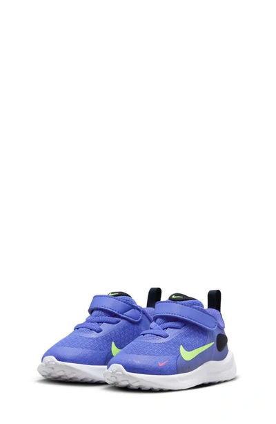 Nike Kids' Revolution 7 Sneaker In Light Ultramarine/dark Obsidian/white/lime Blast