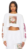 Boys Lie Nestled Up Long Sleeve Crop Tee In White