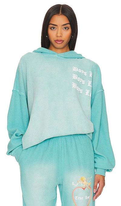 Boys Lie Head Over Heals Hoodie In Teal