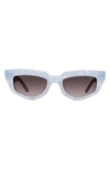 Dezi On Read 49mm Cat Eye Sunglasses In Bb Blue Quartz / Smoke