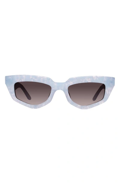 Dezi On Read 49mm Cat Eye Sunglasses In Bb Blue Quartz / Smoke