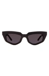 Dezi On Read 49mm Cat Eye Sunglasses In Black / Dark Smoke