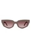 Dezi On Read 49mm Cat Eye Sunglasses In Matte Stone / Terra Cotta