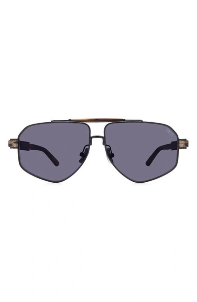 Dezi 6ft 62mm Oversize Aviator Sunglasses In Espresso Bean / Smoke
