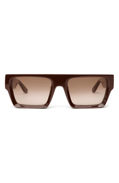 Dezi Slick 55mm Shield Sunglasses In Chocolate / Siena Faded