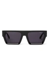 Dezi Slick 55mm Shield Sunglasses In Black / Dark Smoke