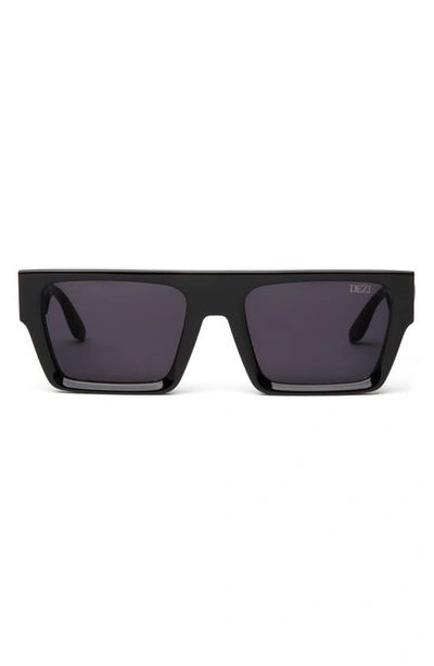 Dezi Slick 55mm Shield Sunglasses In Black / Dark Smoke