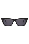 Dezi Gato 55mm Cat Eye Sunglasses In Black / Dark Smoke