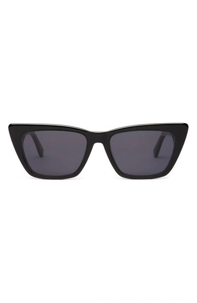 Dezi Gato 55mm Cat Eye Sunglasses In Black / Dark Smoke
