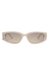 Dezi Cuffed 53mm Square Sunglasses In Limestone / Amber / Silver