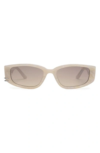 Dezi Cuffed 53mm Square Sunglasses In Limestone / Amber / Silver
