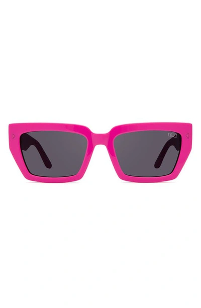 Dezi Switch 55mm Square Sunglasses In Hot Pink / Dark Smoke