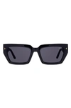 Dezi Switch 55mm Square Sunglasses In Black / Dark Smoke