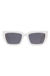 Dezi Switch 55mm Square Sunglasses In White / Dark Smoke