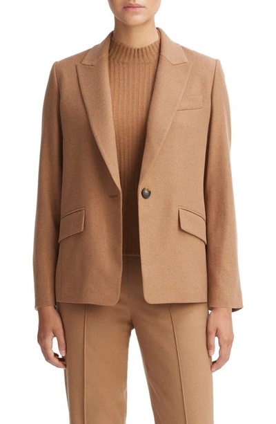 Vince Wool-blend Single-breasted Blazer In Dk Beech