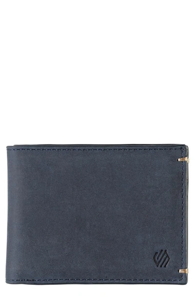 Johnston & Murphy Jackson Leather Wallet In Navy Oiled