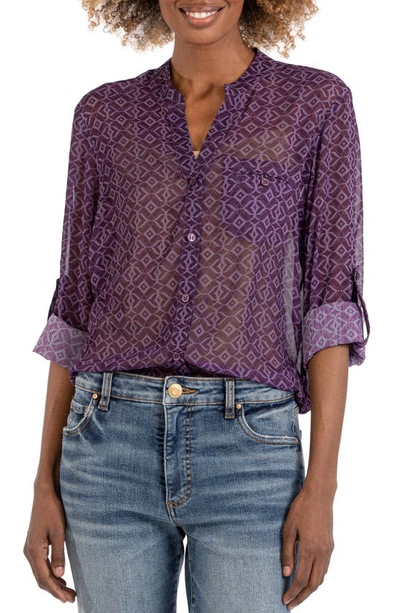 Kut From The Kloth Jasmine Chiffon Button-up Shirt In Granada-aubergine