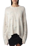 ZADIG & VOLTAIRE MARKUS RHINESTONE WINGS CASHMERE CREWNECK SWEATER