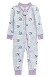 Nordstrom Babies' Print Fitted One-piece Pajamas In Blue Fade Cloud Castle