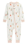 Nordstrom Babies' Print Fitted One-piece Pajamas In Ivory Egret Winter Ballet