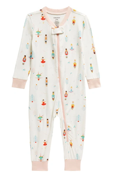 Nordstrom Babies' Print Fitted One-piece Pyjamas In Ivory Egret Winter Ballet