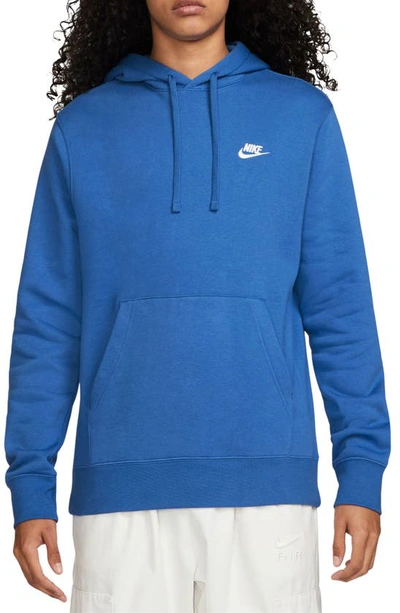 Nike Sportswear Club Logo-embroidered Cotton-blend Jersey Hoodie In Blue