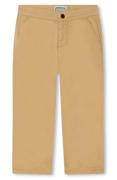 Kenzo Kids' Stretch Twill Straight Leg Pants In Sand