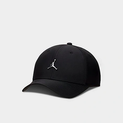 Nike Jordan Jumpman Rise Metal Logo Strapback Hat In Black/gunmetal