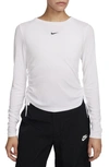 Nike Women's  Sportswear Essential Ribbed Long-sleeve Mod Crop Top In White