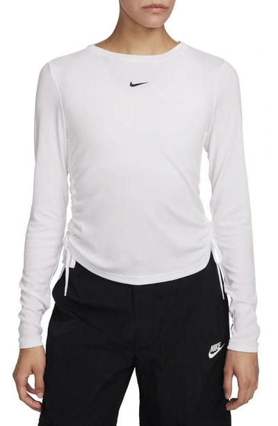 Nike Women's  Sportswear Essential Ribbed Mock-neck Long-sleeve Top In White