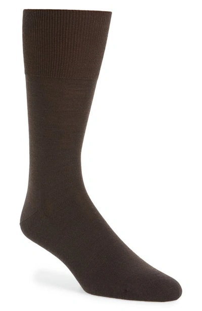 Falke Airport Wool Blend Melange Socks In Brown