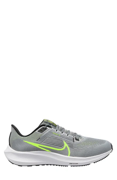 Nike Air Zoom Pegasus 40 Rubber-trimmed Mesh Running Sneakers In Wolf Grey/ Volt/ Black/ White