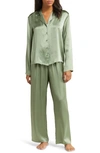 Nordstrom Washable Silk Pajamas In Green Dune