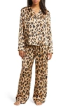 Nordstrom Washable Silk Pajamas In Tan Surface Leopard
