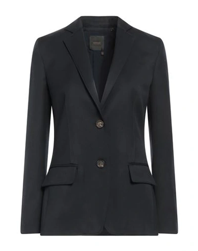 Agnona Woman Blazer Midnight Blue Size 8 Wool, Polyamide In Blue
