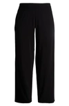 Eileen Fisher Cropped Jersey Knit Straight-leg Pants In Black