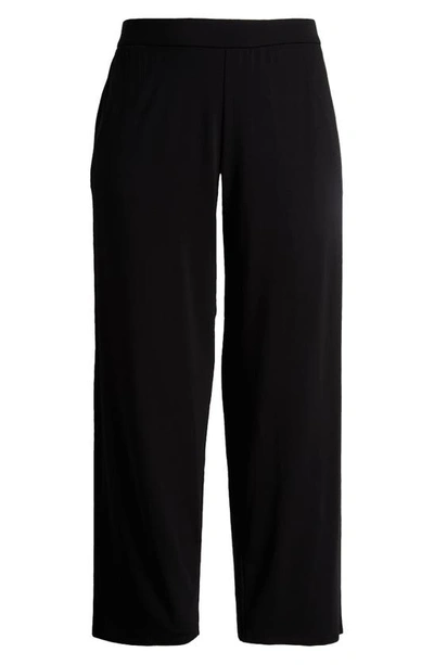 Eileen Fisher Cropped Jersey Knit Straight-leg Pants In Black