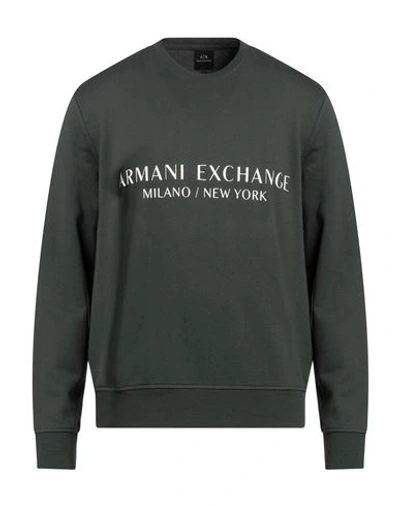 Armani Exchange Man Sweatshirt Dark Green Size Xs Cotton, Elastane