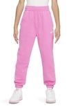 Nike Sportswear Club Fleece Big Kids' (girls') Wide-leg Pants In White/magic Flamingo