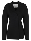 JIL SANDER COLLARLESS SCULPTED DOUBLE BREASTED JACKET HIDDEN COVERED BUTTONS