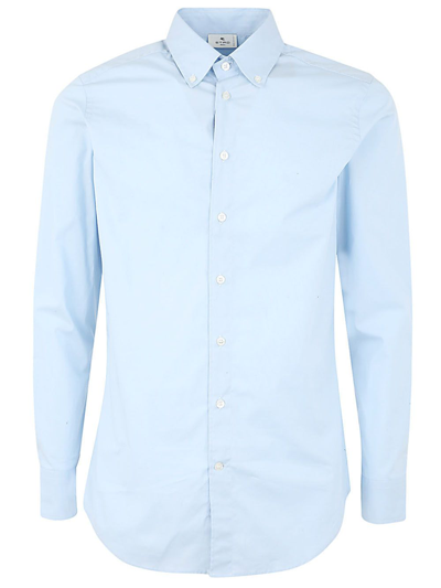 Etro Fuji Botton Down Slim Shirt With Logo Clothing In Blue